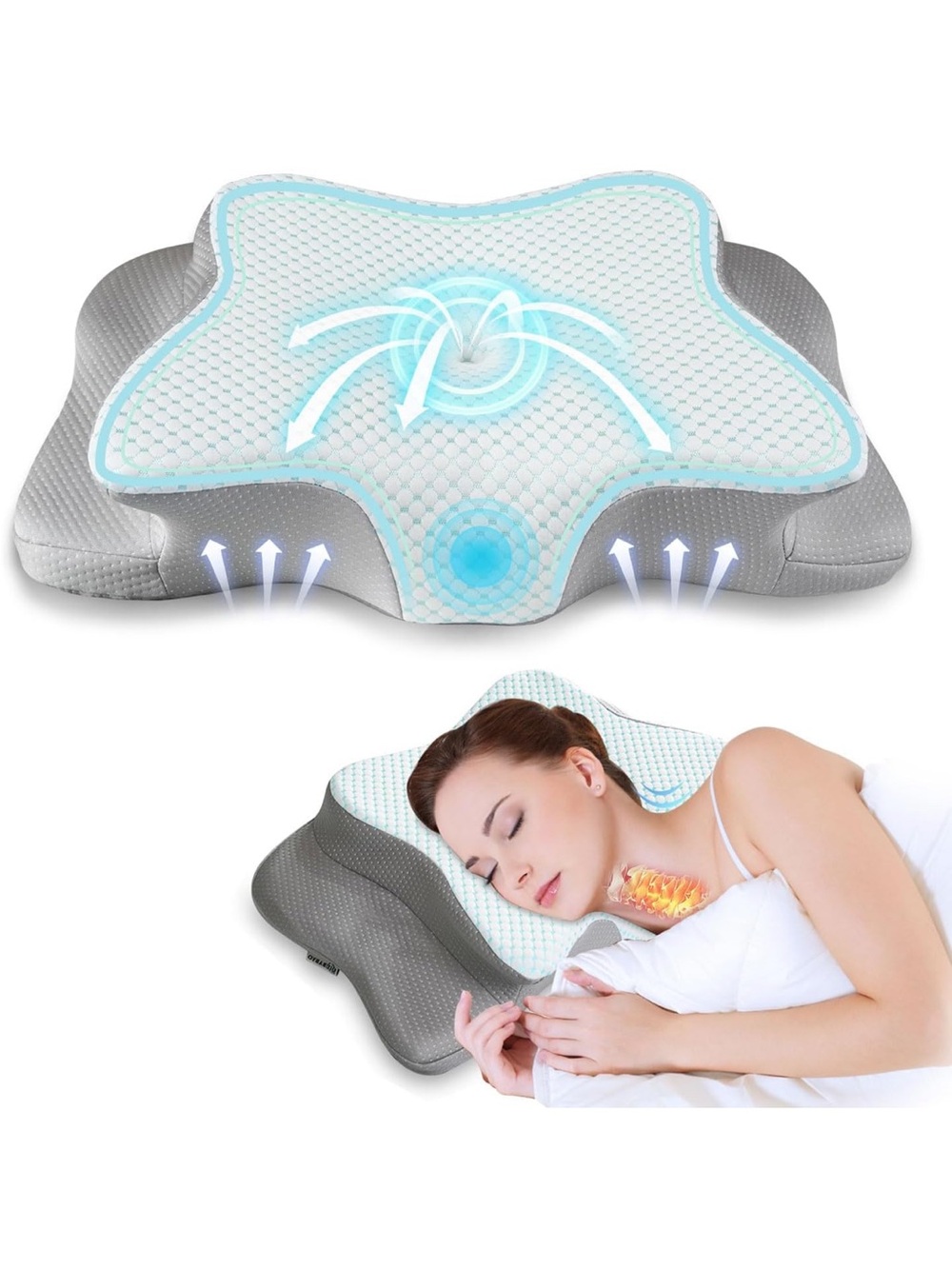 Memory Foam Cervical Pillow Queen Adjustable Ergonomic Neck Support Orthopedic